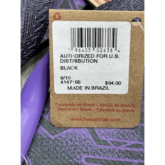 NWT Marvel Black Panther Havaianas Flip Flops Black Purple Men's Size 9/10 - Picture 4 of 6